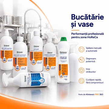 Pachet complet curatenie profesionala Klintensiv PRO 360, detergenti vase, degresanti, pardoseli, baie, multisuprafete, geamuri, textile si odorizare, 19 produse, 17.75 L, 4x Stickere - Img 6