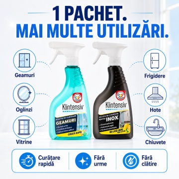 Pachet curatare geamuri si inox Klintensiv – 2 x 500 ml - Img 5