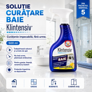 Pachet solutii curatenie esentiala Klintensiv KlinSmart, pentru suprafete, bucatarie, baie, WC si pardoseli, 5 produse, 3,25 L, 4x Stickere - Img 5
