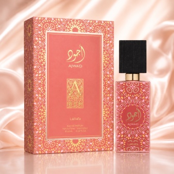 Parfum Arăbesc Ajwad Pink To Pink Lattafa 60 ml, Apă de Parfum Unisex, Aromă Lemnos Aromatică cu Guava, Grepfrut, Piper Roz, Trandafir, Vanilie și Mosc