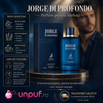 Parfum Arăbesc Alhambra Jorge Di Profondo Maison Alhambra 100 ml, Apă de Parfum Bărbați, Aromă Acvatic Proaspătă, Inspirat Acqua di Gio Profondo - Img 9