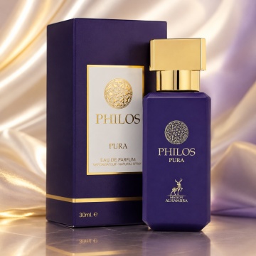 Parfum Arăbesc Alhambra Philos Pura 30 ml, Apă de Parfum Unisex, Damă și Bărbat, Maison Alhambra, Inspirat Erba Pura, Aromă Oriental Modernă Citric Fructată cu Note Fructate, Bergamotă, Condimente, Iasomie, Trandafir, Note Lemnoase, Cedru, Ambră, Mosc și