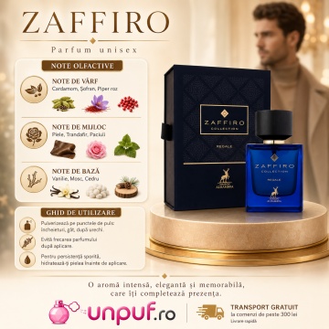 Parfum Arăbesc Alhambra Zaffiro Collection Regale Maison Alhambra 100 ml, Apă de Parfum Unisex, Damă și Bărbat, Aromă Oriental Modernă, Inspirat Regent Leather - Img 9