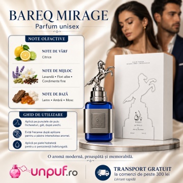 Parfum Arăbesc Ard Al Zaafaran Bareq Mirage 100 ml, Apă de Parfum Unisex, Damă și Bărbat, Inspirat Bleu De Chanel, Aromă Oriental Arabescă cu Bergamotă, Șofran, Trandafir, Oud, Mosc și Vanilie - Img 9
