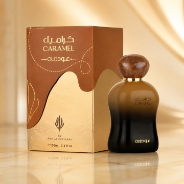 Parfum Arăbesc Ard Al Zaafaran Caramel Oud 100 ml, Apă de Parfum Unisex, Damă și Bărbat, Inspirat Passeggiata, Aromă Gurmand Dulce cu Caramel, Ciocolată, Frișcă, Praline, Vanilie, Mosc și Ambră