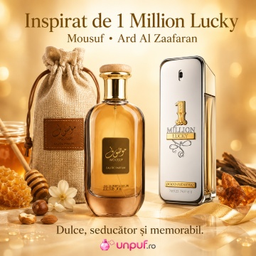 Parfum Arăbesc Ard Al Zaafaran Mousuf 100 ml, Apă de Parfum Unisex, Damă și Bărbat, Inspirat 1 Million Lucky, Aromă Oriental Arabescă Dulce Fructată cu Bergamotă, Condimente, Șofran, Iasomie, Lemn de Santal, Trandafir, Oud, Ambră, Mosc și Vanilie - Img 8