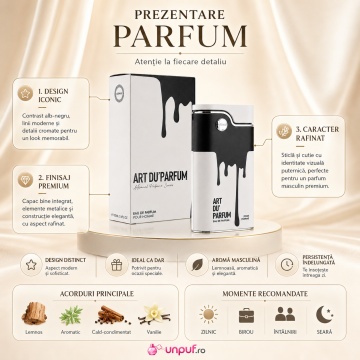 Parfum Arăbesc Armaf Art Du’Parfum 100 ml, Apă de Parfum Bărbat, Aromă Aromatic Orientală cu Citrice, Condimente, Lavandă, Iasomie, Lemn, Cedru, Ambră și Mosc - Img 3