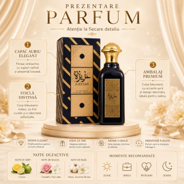 Parfum Arăbesc Azeezah Lattafa 100 ml, Apă de Parfum Damă, Inspirat Good Girl, Aromă Florală Feminină cu Lămâie, Miere, Trandafir Taif, Boabe de Tonka, Citrice, Ambră, Iasomie, Note Lemnoase și Vanilie - Img 3
