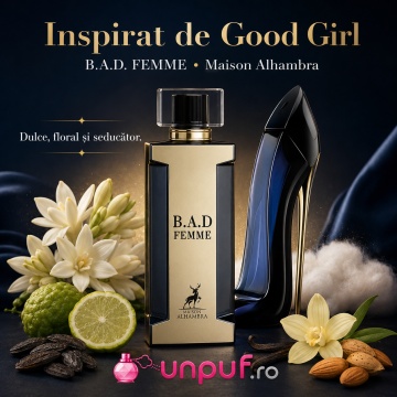 Parfum Arăbesc B.A.D. Femme Maison Alhambra 100 ml, Apă de Parfum Damă, Oriental Floral - Img 9