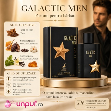 Parfum Arăbesc Bărbat Galactic Men Elixir Maison Alhambra 100 ml, Apă de Parfum, Aromă Oriental Vanilată cu Tutun, Miere, Cacao, Labdanum, Paciuli, Vanilie, Ambră, Bergamotă, Piper Roz și Ciocolată Neagră - Img 9