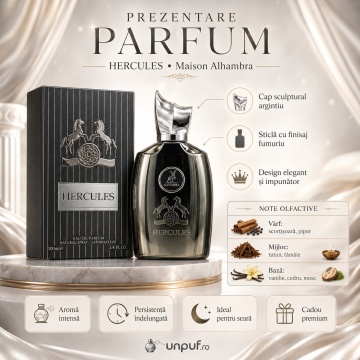 Parfum Arăbesc Bărbat Hercules Maison Alhambra 100 ml, Apă de Parfum, Inspirat de Herod Parfums de Marly, Aromă Lemnos Condimentată cu Piper, Scorțișoară, Frunze de Tutun, Tămâie, Labdanum, Osmanthus, Vanilie, Cedru, Mosc, Vetiver și Iso - Img 3
