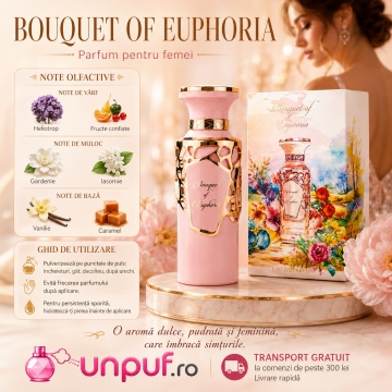 Parfum Arăbesc Bouquet of Euphoria Fragrance World 100 ml, Apă de Parfum Damă, Aromă Florală Dulce cu Heliotrop, Fructe Confiate, Gardenie, Iasomie, Lemn de Santal, Caramel, Mosc și Vanilie - Img 9