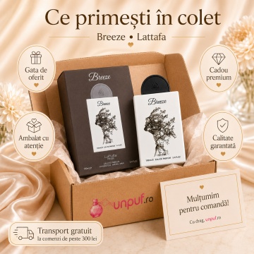 Parfum Arăbesc Breeze Lattafa Pride 100 ml, Apă de Parfum Unisex, Damă și Bărbat, Inspirat 724, Aromă Oriental Lemnoasă Curată și Luminoasă cu Bergamotă, Cardamom, Lăcrămioară, Tămâie, Cedru, Lemn de Santal și Mosc - Img 4