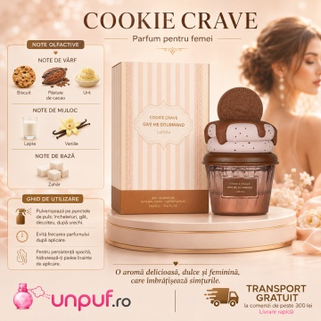 Parfum Arăbesc Cookie Crave Lattafa 75 ml, Apă de Parfum Unisex, Aromă Oriental Vanilată cu Cacao, Unt, Biscuit, Lapte, Zahăr, Vanilie, Frișcă și Lemn de Santal - Img 9