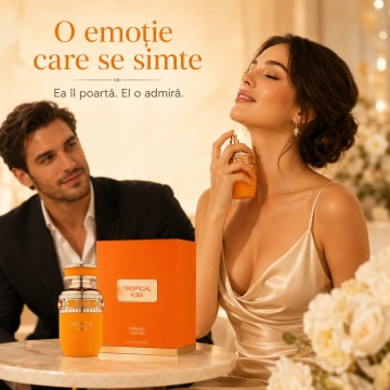 Parfum Arăbesc Damă Tropical Kiss French Avenue 80 ml, Apă de Parfum, Inspirat de Soleil De Jeddah Mango Kiss, Aromă Tropicală Dulce cu Mango, Cocos, Fructe Exotice, Flori Albe, Flori Galbene, Vanilie, Ambră și Mosc - Img 5
