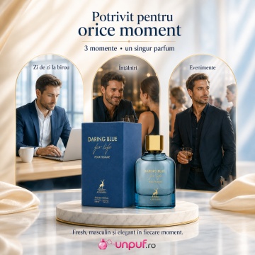 Parfum Arăbesc Daring Blue For Life Maison Alhambra 100 ml, Apă de Parfum Bărbați, Inspirat Light Blue Forever Dolce & Gabbana, Aromă Lemnos Acvatică Fresh cu Bergamotă, Grepfrut, Frunze de Violetă, Note Ozonice, Mosc, Paciuli și Vetiver - Img 6