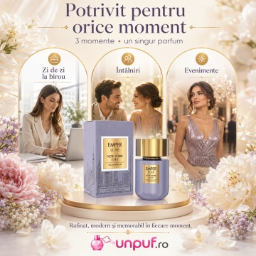 Parfum Arăbesc Emper Luxe New York City 100 ml, Apă de Parfum Unisex, Damă și Bărbat, Inspirat New York Giorgio Armani, Aromă Oriental Ambrată Fresh Woody cu Citrice, Condimente, Șofran, Rășini, Flori Albe, Note Balsamice, Cedru, Ambră, Mosc și Vanilie - Img 6