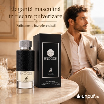 Parfum Arăbesc Encode Maison Alhambra 100 ml, Apă de Parfum Bărbați, Inspirat Explorer Montblanc, Aromă Lemnos Aromatică Fresh Masculină cu Bergamotă, Piper Roz, Salvie, Vetiver, Piele, Păstăi de Cacao, Ambroxan, Lemn de Akigala și Paciuli - Img 5