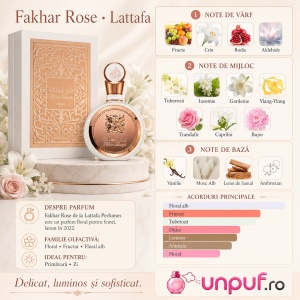 Parfum Arăbesc Fakhar Rose Gold For Women Lattafa Pride 100 ml, Apă de Parfum Damă, aromă florală, fructată și elegantă - Img 7