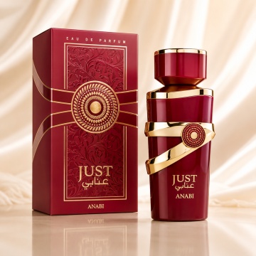 Parfum Arăbesc Just Anabi Fragrance World 100 ml, Apă de Parfum Damă, Aromă Oriental Condimentată cu Cireașă, Șofran, Piele, Osmanthus, Note Afumate, Cipriol, Vetiver, Lemn de Cedru și Mosc