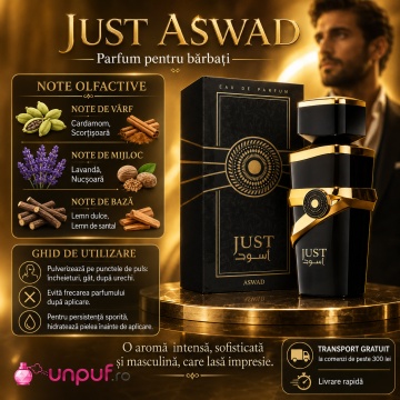 Parfum Arăbesc Just Aswad Fragrance World 100 ml, Apă de Parfum Bărbat, Aromă Lemnos Aromatică, Condimentată, Puternică, Elegantă și Masculină, Inspirată de Sauvage Elixir Dior - Img 9