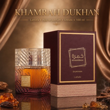 Parfum Arăbesc Khamrah Dukhan Lattafa 100 ml, Apă de Parfum Unisex Damă și Bărbat - Img 12