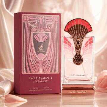 Parfum Arăbesc La Charmante Éclatant Maison Alhambra EDP 100 ml Unisex, Inspirat Pink Boa Stéphane Humbert Lucas 777, Aromă Floral Fructată cu Coacăză Neagră, Zmeură, Bujor, Trandafir, Vanilie și Mosc