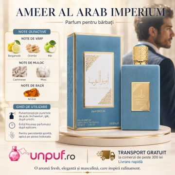 Parfum Arăbesc Lattafa Ameer Al Arab Imperium 100 ml, Apă de Parfum Bărbat, Aromă Masculină Elegantă cu Oud de Cambodgia, Bergamotă, Mosc, Salvie, Șofran, Lemn de Agar, Santal și Rășină - Img 9