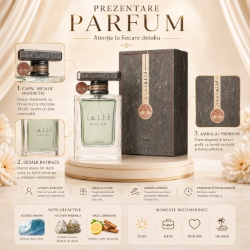 Parfum Arăbesc Lattafa Atlas 55 ml, Apă de Parfum Bărbat, Aromă Marină, Sărată și Lemnoasă - Img 3