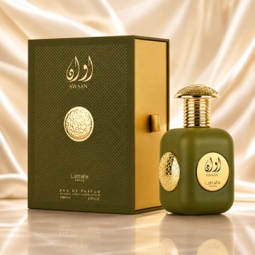 Parfum Arăbesc Lattafa Pride Awaan Gold EDP 100 ml Unisex, Inspirat Coco Mademoiselle, Aromă Citric Florală cu Bergamotă, Portocală, Floare de Portocal, Iasomie, Patchouli, Lemn de Santal și Mosc