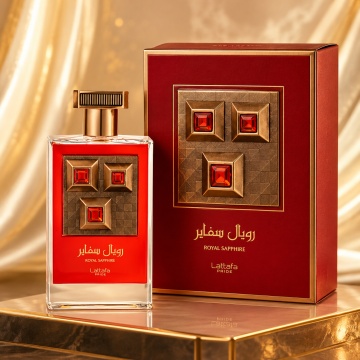 Parfum Arăbesc Lattafa Pride Royal Saphire 100 ml, Apă de Parfum Damă, Aromă Florală Orientală cu Mandarină, Lămâie, Șofran, Iasomie, Trandafir, Mosc, Vanilie și Ambră Cenușie