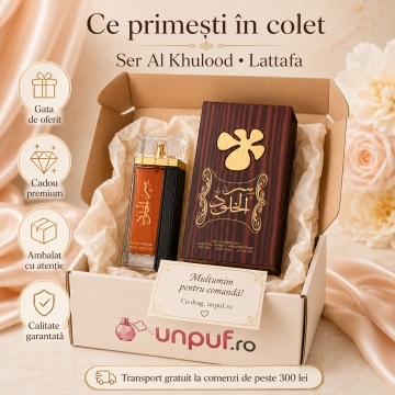 Parfum Arăbesc Lattafa Ser Al Khulood Brown EDP 100 ml Damă, Inspirat Mon Paris, Aromă Floral Aromată cu Căpșuni, Zahăr, Iasomie, Tuberoză, Ambră, Mosc și Vanilie - Img 4