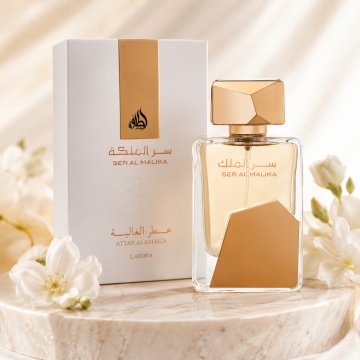 Parfum Arăbesc Lattafa Ser Al Malika 100 ml, Apă de Parfum Unisex, Aromă Condimentată cu Măr, Scorțișoară, Șofran, Ambră, Mosc, Oud și Vanilie