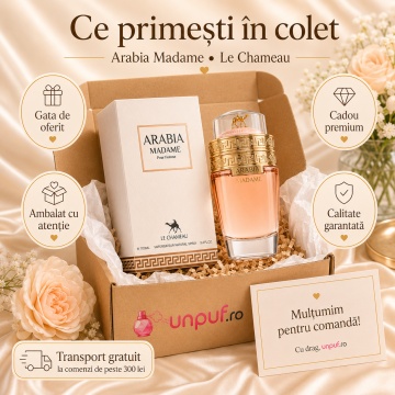 Parfum Arăbesc Le Chameau Arabia Madame EDP 100 ml Damă, Inspirat Coco Mademoiselle, Aromă Oriental Ambrată cu Citrice, Șofran, Flori Albe, Ambră, Mosc, Vanilie și Lemn de Cedru - Img 4
