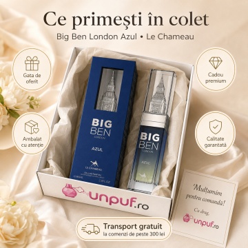 Parfum Arăbesc Le Chameau Big Ben London Azul EDP 85 ml Unisex, Aromă Aromatic Orientală cu Citrice, Condimente, Lavandă, Flori Albe, Cedru, Ambră și Mosc - Img 4