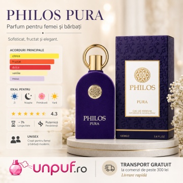 Parfum Arăbesc Maison Alhambra Philos Pura 100 ml, Unisex, damă și bărbat Apă de Parfum, Citric Fructat Dulce Vanilat - Img 7