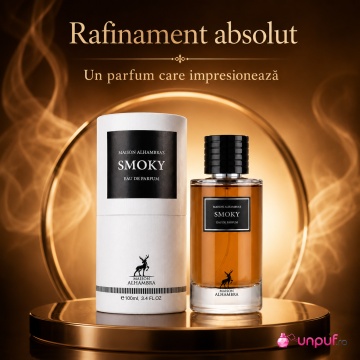 Parfum Arăbesc Maison Alhambra Smoky 100 ml, Apă de Parfum Unisex, Damă și Bărbat, Aromă Oriental Tămâioasă cu Citrice, Condimente, Piper, Labdanum, Lemn Afumat, Tămâie, Oud, Ambră, Mosc și Rășini - Img 5