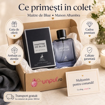 Parfum Arăbesc Maitre De Blue Maison Alhambra EDP 100 ml Bărbați, Inspirat Bleu De Chanel, Aromă Lemnos Aromatică cu Grepfrut, Lămâie, Mentă, Piper Roz, Ghimbir, Iasomie, Nucșoară, Paciuli, Cedru, Tămâie, Vetiver și Mosc - Img 4
