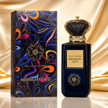 Parfum Arăbesc Midnight Oud Ard Al Zaafaran 100 ml, Apă de Parfum Bărbați, Inspirat Interlude For Men Amouage, Aromă Oriental Condimentată cu Bergamotă, Oregano, Pimento, Vanilie, Tămâie, Opoponax, Ambră, Labdanum, Oud, Pielărie, Santal și Paciuli
