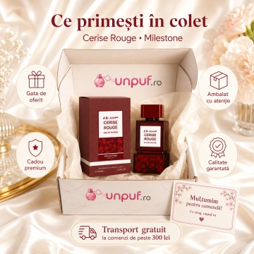Parfum Arăbesc Milestone Cerise Rouge EDP 100 ml Unisex, Inspirat Lost Cherry, Aromă Fructat Gurmandă cu Cireșe, Fructe Roșii, Migdale Amare, Lichior de Cireșe, Iasomie, Trandafir, Tonka, Lemn Dulce, Mosc și Vanilie - Img 4