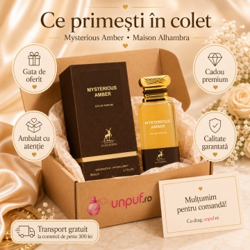 Parfum Arăbesc Mysterious Amber Maison Alhambra EDP 80 ml Unisex, Inspirat Amber Absolute Tom Ford, Aromă Orientală cu Tămâie, Ambră, Note Lemnoase, Labdanum și Vanilie - Img 4
