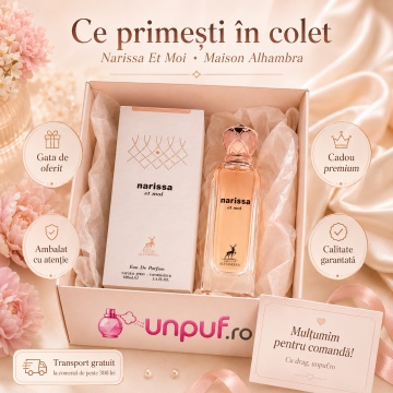 Parfum Arăbesc Narissa Et Moi Maison Alhambra EDP 100 ml Damă, Inspirat All Of Me Narciso Rodriguez, Aromă Floral Fructată cu Coacăză Neagră, Piersică, Magnolie, Iasomie, Mușcată, Trandafir, Tuberoză, Lapte, Caramel, Cașmir, Cedru și Nucă de Cocos - Img 4
