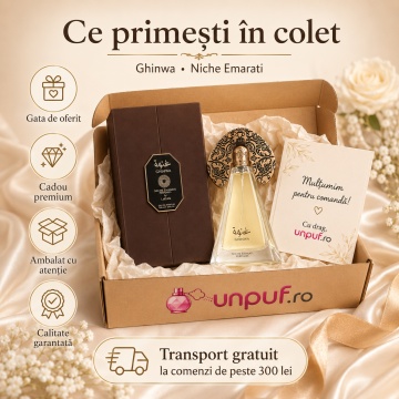 Parfum Arăbesc Niche Emarati Ghinwa Lattafa EDP 100 ml Unisex, Inspirat Baccarat Rouge 540, Aromă Orientală cu Fructe, Chihlimbar Cenușiu, Lemn, Mușchi de Stejar, Iasomie și Lemn de Cedru - Img 4