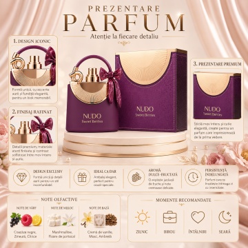 Parfum Arăbesc Nudo Sweet Berries Fragrance World 100 ml, Apă de Parfum Damă, Aromă Fructat Gourmand cu Căpșuni, Fructe de Pădure, Zmeură, Frișcă, Caramel, Flori Albe, Mosc, Vanilie și Zahăr Brun - Img 3