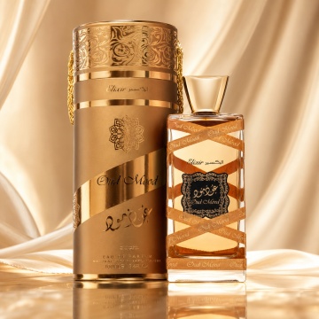 Parfum Arăbesc Oud Mood Elixir Lattafa 100 ml, Apă de Parfum Unisex Damă și Bărbat, Aromă de Pielărie cu Bergamotă, Condimente, Șofran, Cardamom, Mușcată, Paciuli, Oud, Mosc și Pielărie