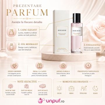 Parfum Arăbesc Privee Couture Collection Rose Musk 30 ml, Apă de Parfum Unisex, Damă, Bărbat, Aromă Florală cu Trandafir, Mosc și Vanilie, Inspirat Rose Kabuki - Img 3