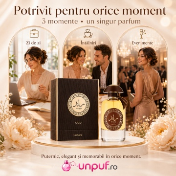 Parfum Arăbesc Ra'Ed Oud Lattafa EDP 100 ml Bărbat, Inspirat La Yuqawam Homme, Aromă Oriental Lemnoasă cu Oud, Note Picante, Cedru, Lemn de Guaiac, Note Dulci, Note Florale, Fum și Pielărie - Img 6