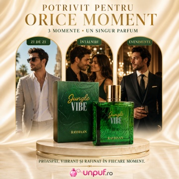 Parfum Arăbesc Rayhaan Jungle Vibe EDP 100 ml Unisex, Inspirat Santal Greenery, Aromă Aromatic Orientală Verde Fresh cu Citrice, Condimente, Note Proaspete, Flori Albe, Lavandă, Note Calde, Lemn de Cedru, Ambră și Mosc - Img 6