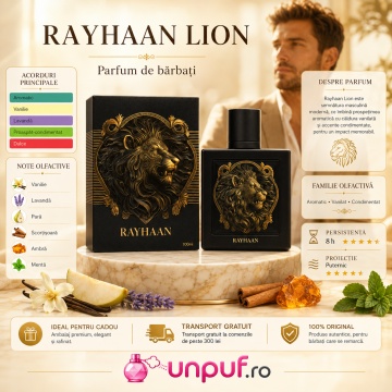 Parfum Arăbesc Rayhaan Lion pentru Bărbați 100 ml, Aromatic Vanilat Condimentat - Img 7