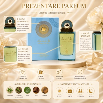 Parfum Arăbesc Risala Series Valley Of Gold 100 ml, Unisex, Damă, Bărbat, edp - Img 3